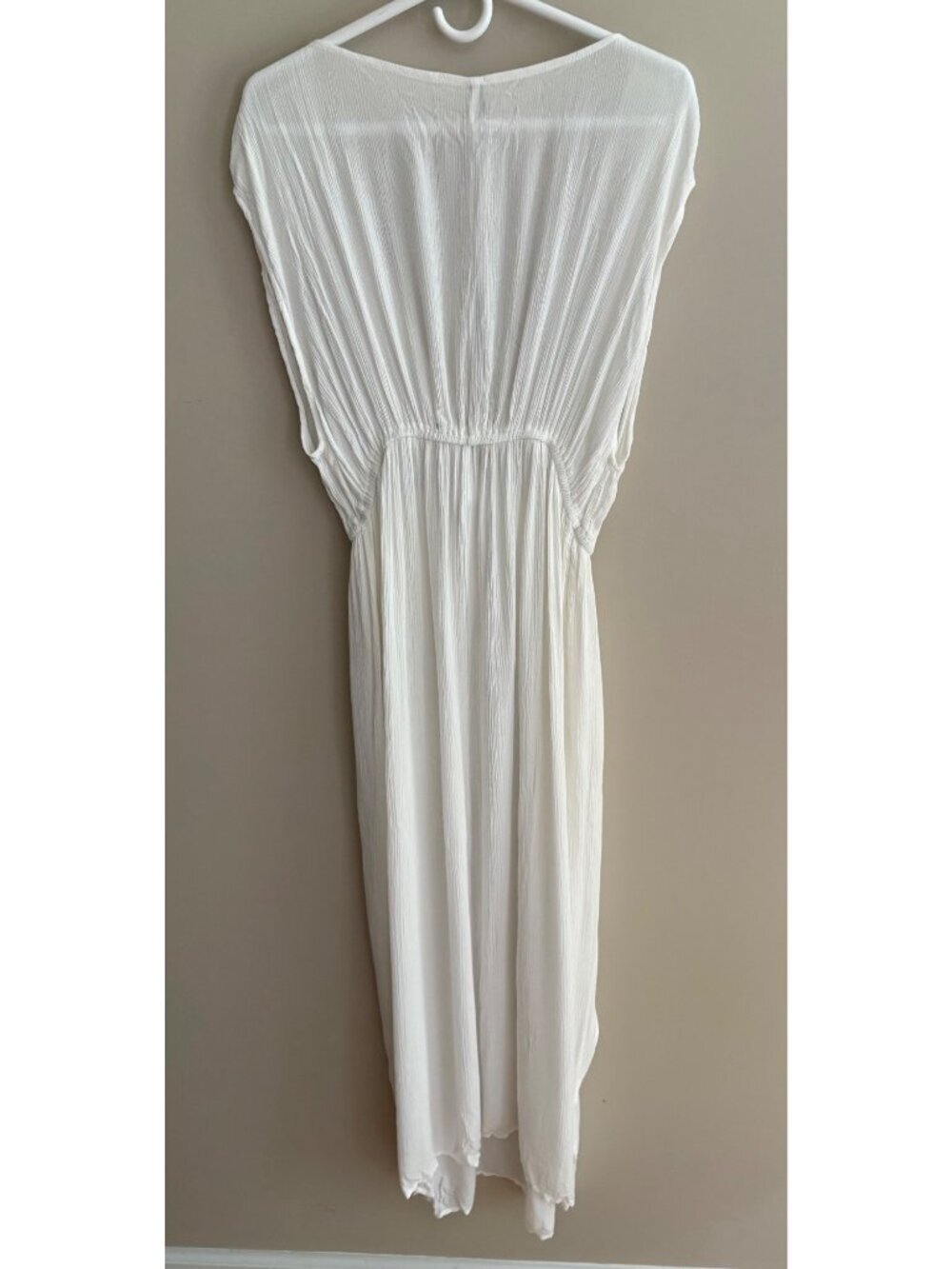 Raviya White Crinkle Maxi Kaftan Cover Up Dress Size Large Boho Beach Resort - Picture 7 of 12